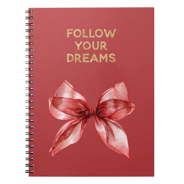 Cuaderno Red Bow Gold Follow Your Dreams Inspirational Quot (Frente)