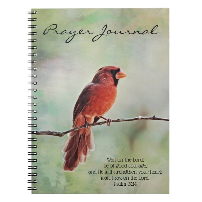 Cuaderno Red Cardinal Prayer Journal Psalm 27:4 (Frente)