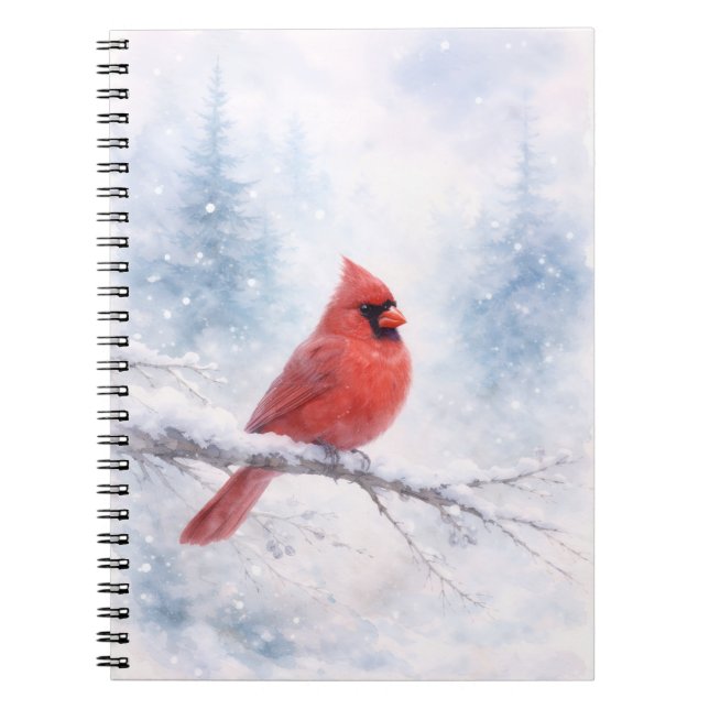 Cuaderno Red Cardinal Winter Watercolor Art Print  (Frente)
