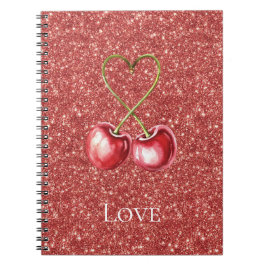 Cuaderno Red Cherries Heart Love Glitter