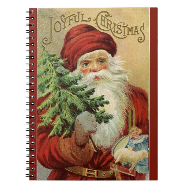 Cuaderno Red de Navidades del Viejo Mundo Santa Joyous (Frente)