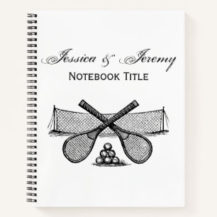 Cuaderno Red de tenis vintage deportivo, raquetas cruzadas,