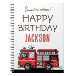 Cuaderno Red Fire Truck Party Décor | Custom Kids Birthday