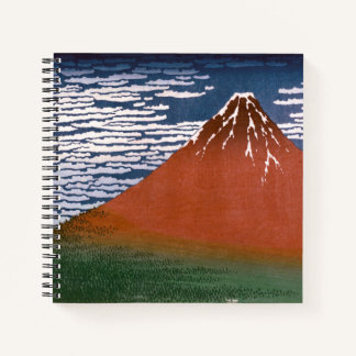 Cuaderno Red Fuji "Fujiyama" Volcano in Japanese Woodcut   