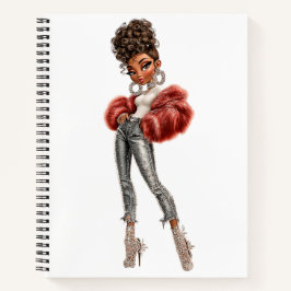 Cuaderno  Red Fur Glam Girl Spiral Notebook