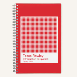 Cuaderno Red Gingham Plaid Notebook