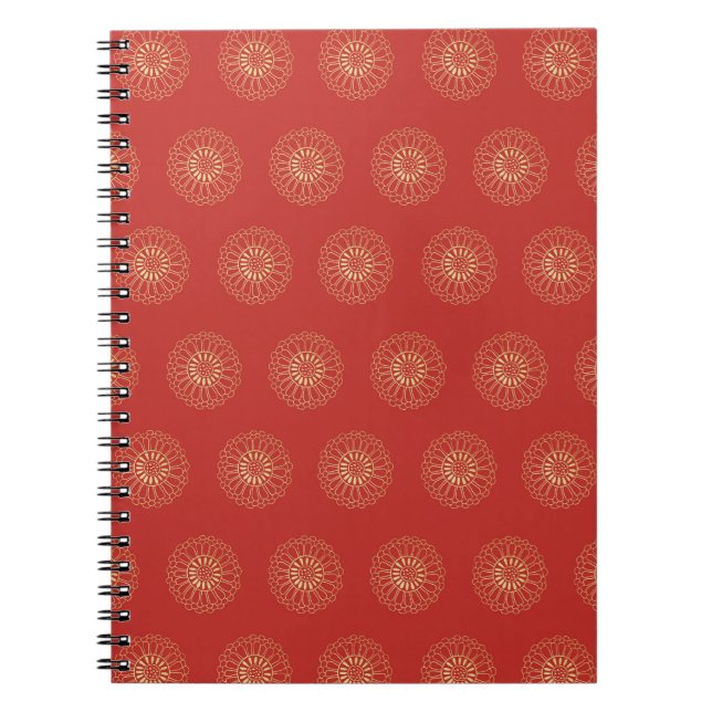 Cuaderno Red | Golden Zinnia Flower Medallions (Frente)