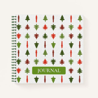 Cuaderno Red + Green Trees on White Journal 8.5" X 8'5"