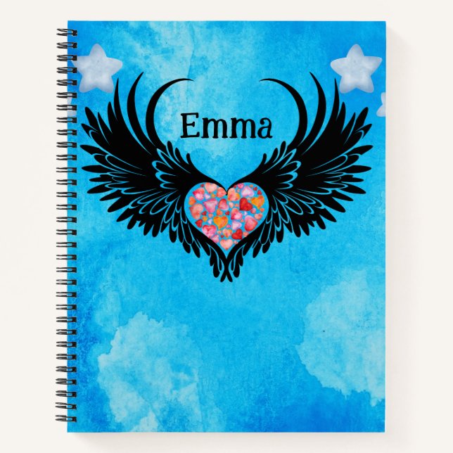 Cuaderno Red heart angel black wings (Anverso)