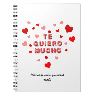 Cuaderno Red Heart Confetti Te Quiero Mucho 3d Letras