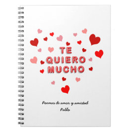 Cuaderno Red Heart Confetti Te Quiero Mucho 3d Letters