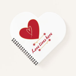 Cuaderno Red Heart Floral Design – “Love Lives Here”