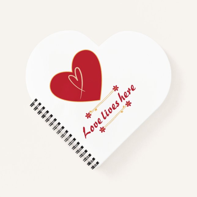 Cuaderno Red Heart Floral Design – “Love Lives Here”  (Anverso)