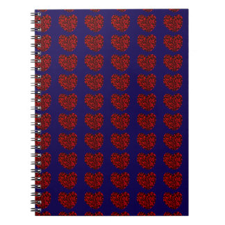Cuaderno Red Hearts on Blue Spiral Notebook