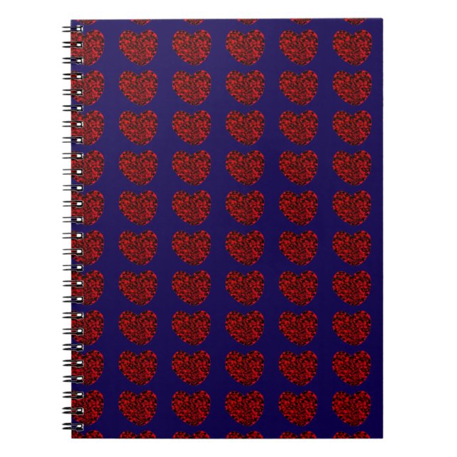 Cuaderno Red Hearts on Blue Spiral Notebook (Frente)