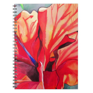 Cuaderno Red Hibiscus, arte de acuarela de flores tropicale