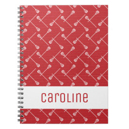 Cuaderno Red Lacrosse White Sticks Patterned