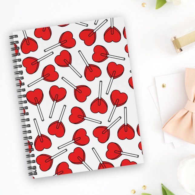 Cuaderno Red Lollipops, Heart Lollipops, Lollipop Pattern (Subido por el creador)