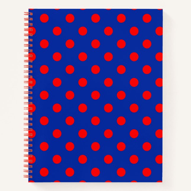 Cuaderno Red On Blue Polka Dots Pattern Design  (Anverso)