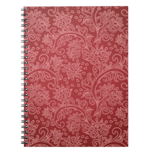 Cuaderno Red Paisley Damask Designer Floral Classic (Frente)