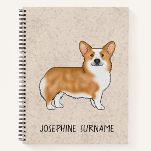Cuaderno Red Pembroke Welsh Corgi Perro Con Nombre Personal