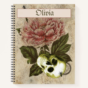 Cuaderno Red Peony Steampunk Skull Ephemera
