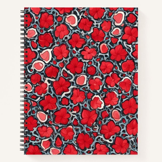 Cuaderno Red Petals on Silver (Anverso)