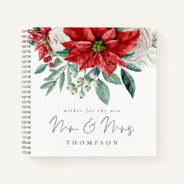 Cuaderno Red Poinsettia New Mr Mrs Guest Book