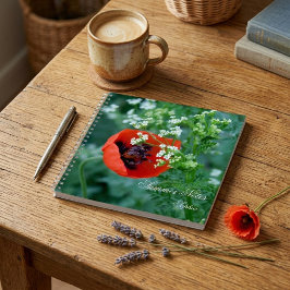 Cuaderno Red Poppy Flower Summer Notes Personalised Noteboo