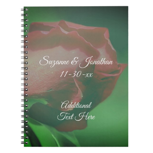 Cuaderno Red Rosebud Flower Personalized Wedding (Frente)