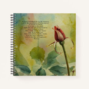 Cuaderno Red RoseBud Leo Tolstoy Cita Floral Green Journal
