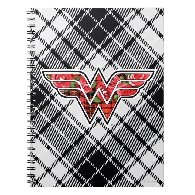 Cuaderno Red Roses and Plaid Wonder Woman Logo (Frente)