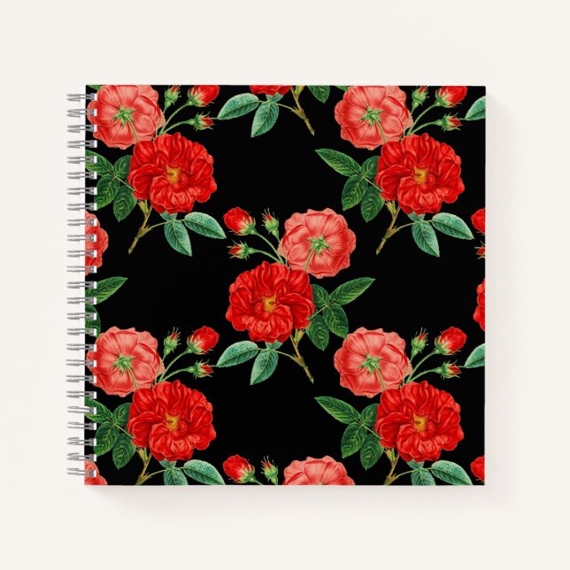 Cuaderno Red Roses, Black Background, (Anverso)