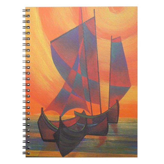 Cuaderno Red Sails in the Sunset Cubist Junk Resumen (Frente)