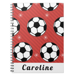Cuaderno Red Soccer Ball Winter Stried Snowflake Nombre Cut