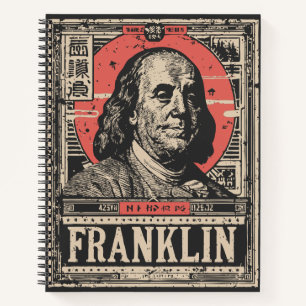 Cuaderno Red Sun Benjamin Franklin   Retrato de icono estad