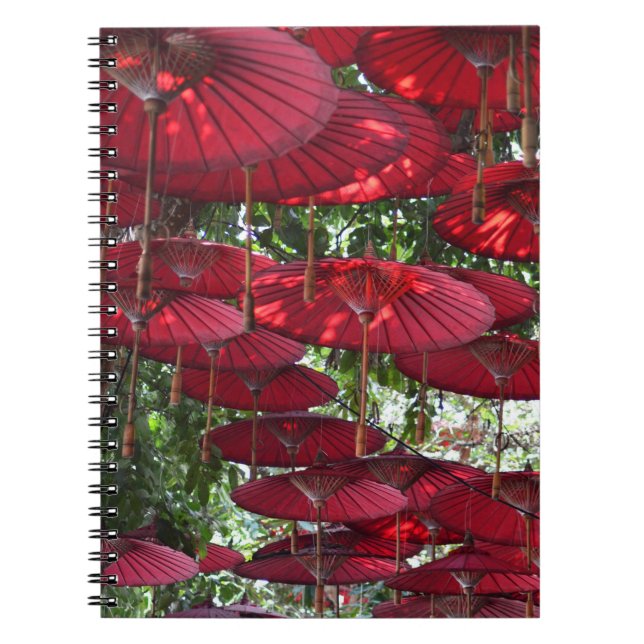Cuaderno Red Umbrellas in the Sky - Asian Spiral Notebook (Frente)