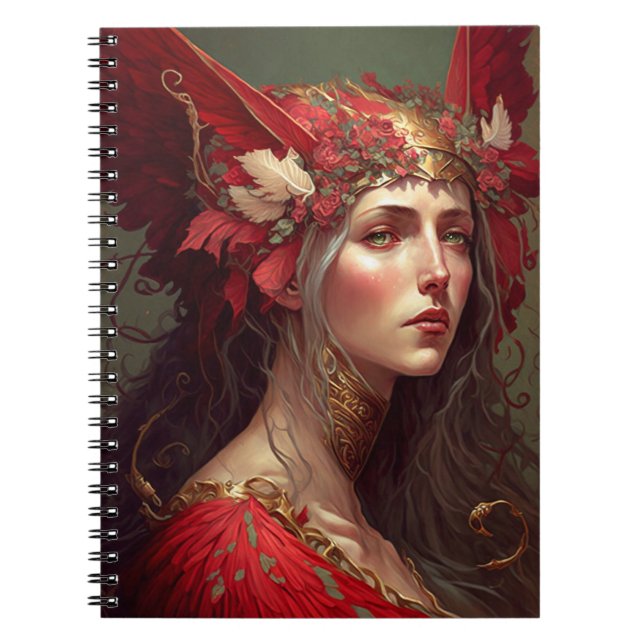 Cuaderno Red Valkyrie Woman Fantasy Art (Frente)