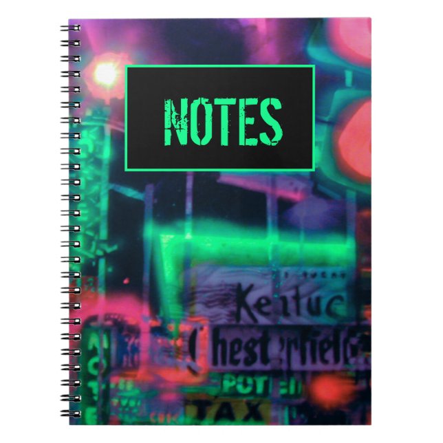 Cuaderno Red Verde Púrpura Resumen Neon Lights Medley (Frente)