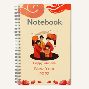 Cuaderno Red y Beige Feliz Año Nuevo Chino 5.5" x 8.5"