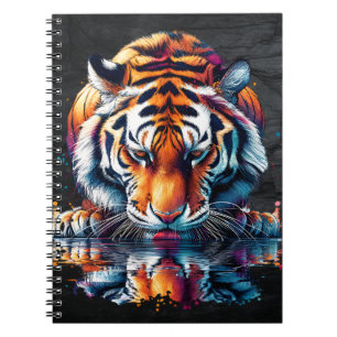 Cuaderno Reflejo del tigre bebiendo agua