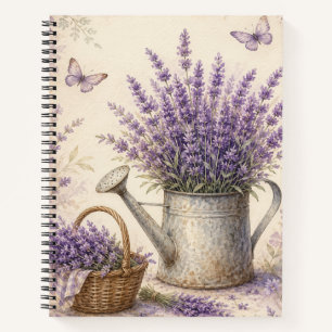 Cuaderno Regadera de lavanda rústica jardín de cottage