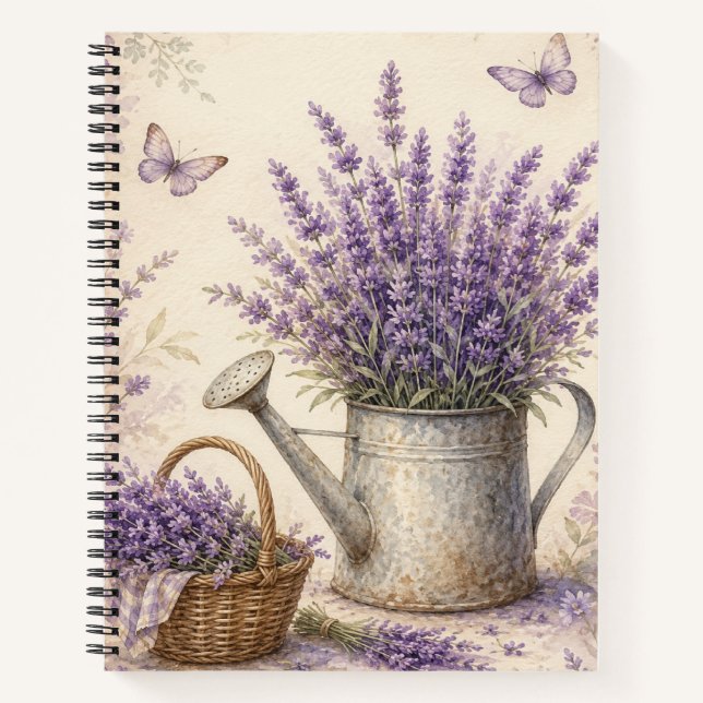 Cuaderno Regadera de lavanda rústica jardín de cottage (Anverso)