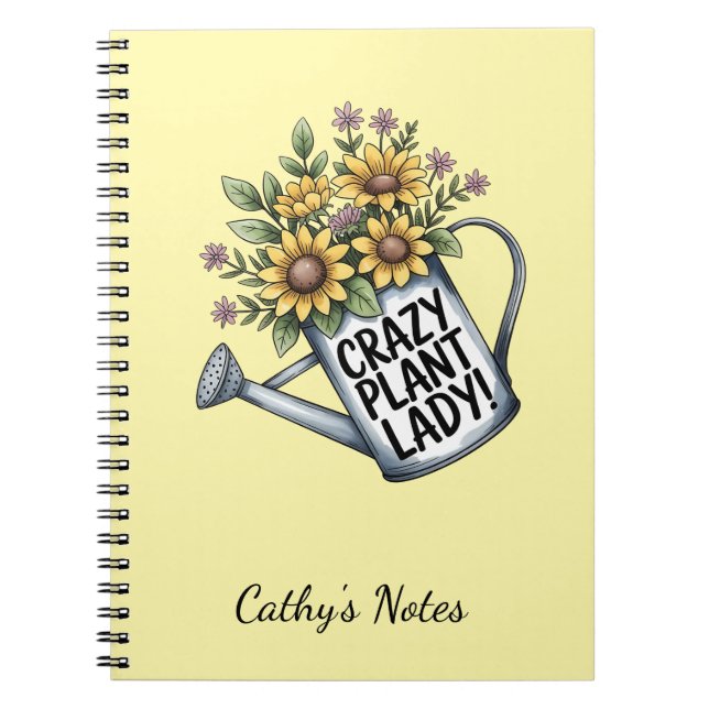 Cuaderno Regadera Floral Amarilla Señora Loca de las Planta (Frente)