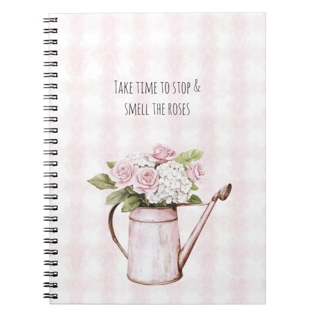Cuaderno Regadera Floral Blanca Rosas Rosadas (Frente)