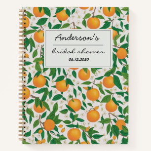 Cuaderno Regaderas de naranja patrón floral de frutas cítri