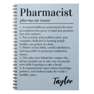 Cuaderno Regalo azul polvoriento de definición de farmacéut