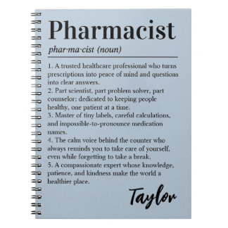 Cuaderno Regalo azul polvoriento de definición de farmacéut