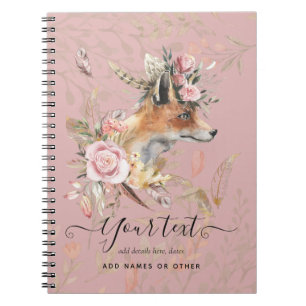 Cuaderno Regalo conmemorativo personalizado de zorro boho c