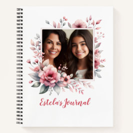 Cuaderno Regalo de acuarela floral de foto personalizado pa